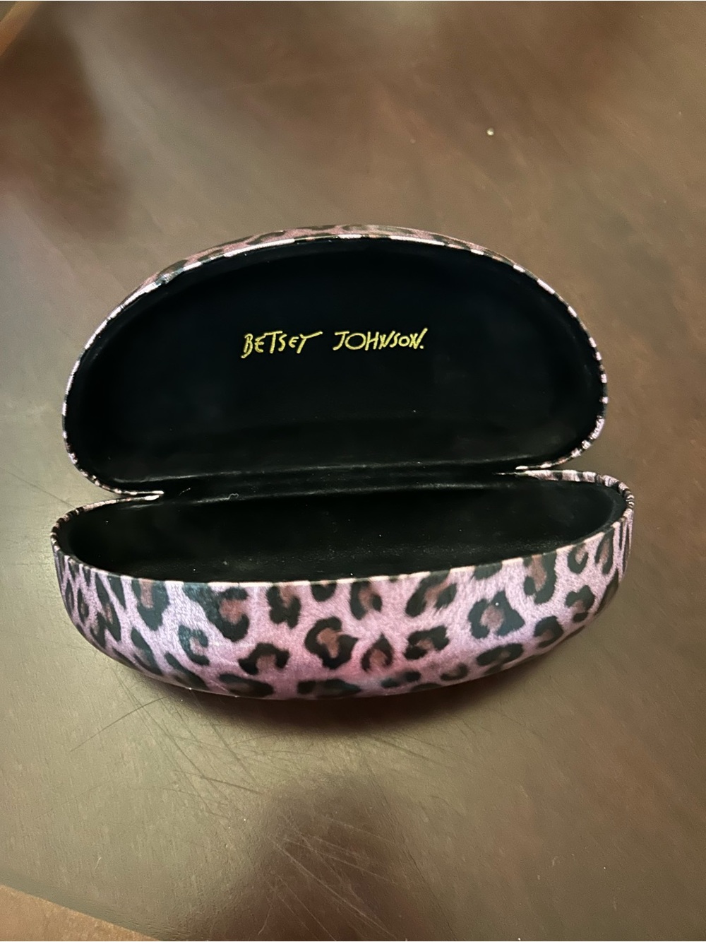 Betsey Johnson Pink Leopard Print Glasses Case